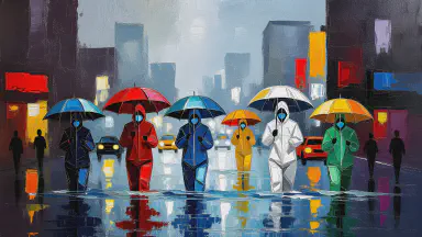 梅雨入りで街がバイオ村に、傘が防護服認定 - Style 10