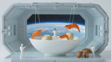 舞台『宇宙船茶碗蒸し』、役者自らが具材となり無重力で沈む演技に観客総立ち - Style 3