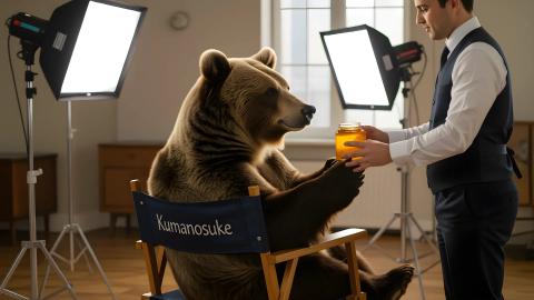 撮影現場に迷い込んだクマ、スタントマンとして正式デビュー