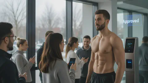 "Life Rebuilding Gym" Introduces "Muscle Verification" for Membership Screening. Biceps for Identity Verification, Abs for Credit Assessment.