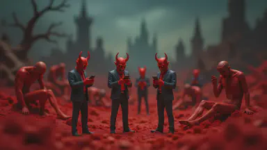 Hell Embraces Crowdsourcing for Torture Operations: Demons' Hourly Wages Now Based on Volume of Sinners' Screams - Style 2