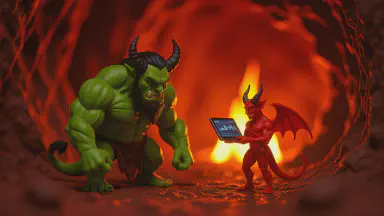 Hell Embraces Crowdsourcing for Torture Operations: Demons' Hourly Wages Now Based on Volume of Sinners' Screams - Style 3