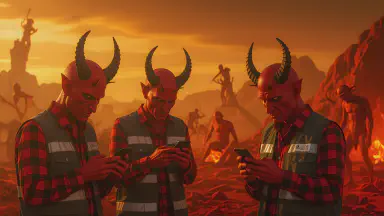 Hell Embraces Crowdsourcing for Torture Operations: Demons' Hourly Wages Now Based on Volume of Sinners' Screams - Style 4