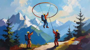 Anti-Gravity Sandals Too Effective, Hikers Keep Floating Away; Rescue Teams Resort to Giant Butterfly Nets - Style 4