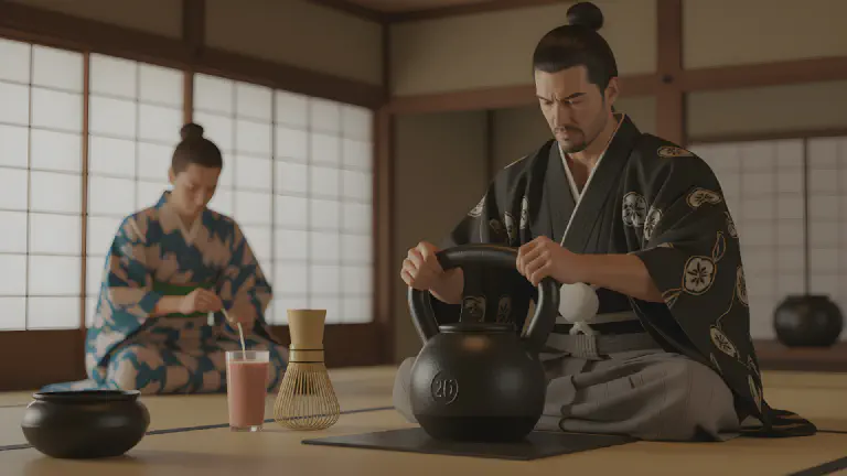 From Tranquil Tea Room to Thunderous Shouts: Three Squats for Etiquette, Protein Shake for Tea