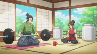 From Tranquil Tea Room to Thunderous Shouts: Three Squats for Etiquette, Protein Shake for Tea - Style 1