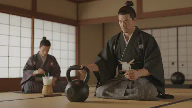 From Tranquil Tea Room to Thunderous Shouts: Three Squats for Etiquette, Protein Shake for Tea - Style 3