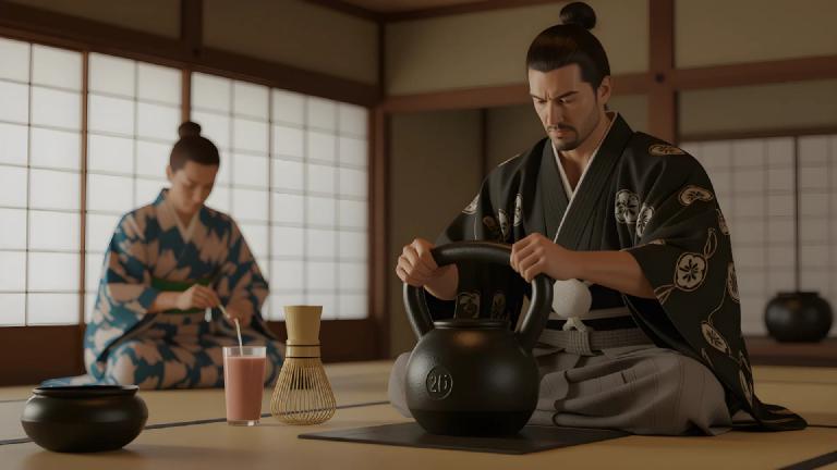 From Tranquil Tea Room to Thunderous Shouts: Three Squats for Etiquette, Protein Shake for Tea