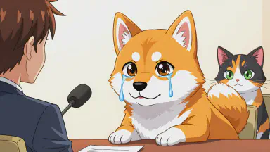 Faction Conflict Intensifies in Animal Shelter Reality Show. Shiba Inu Tearfully Says in Interview: "I Cannot Forgive That Calico Cat's Espionage" - Style 1