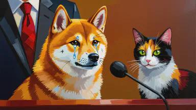 Faction Conflict Intensifies in Animal Shelter Reality Show. Shiba Inu Tearfully Says in Interview: "I Cannot Forgive That Calico Cat's Espionage" - Style 4