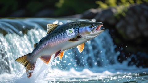 「プロテインは天然物に限る」川を遡上するムキムキ鮭、大手サプリ会社と電撃契約