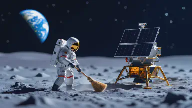 Lunar Workers Urgently Needed at 1,300 Yen/Hour. Benefits Include 'Zero-Gravity Back Pain' and Return Fuel Costs Deducted from Pay - Style 3