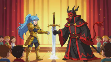 「これは残業です」勇者、聖剣を床に突き刺しストライキ決行。魔王と組合結成へ - Style 1