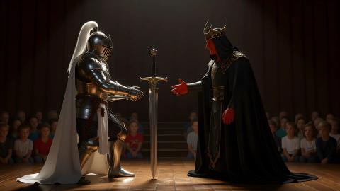 "This is Overtime!" Hero Strikes by Stabbing Holy Sword into Floor, Forms Union with Demon Lord