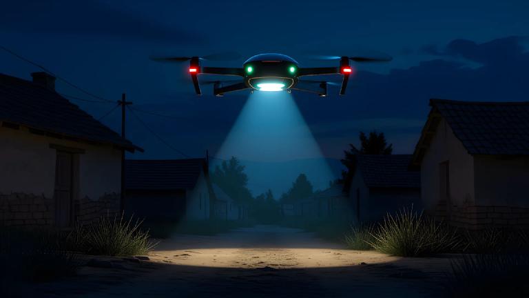 On Blackout Nights, the Only Light Illuminating the Village is the Delivery Lamp of 'Drone Bento'