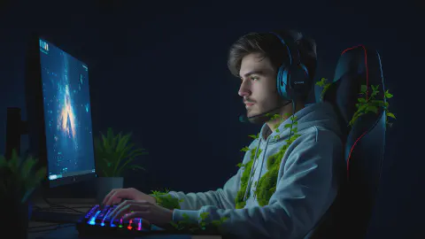 Pro Gamer Fuses with Gaming Chair, Successfully Achieves Photosynthesis. "Food costs are down," team rejoices.