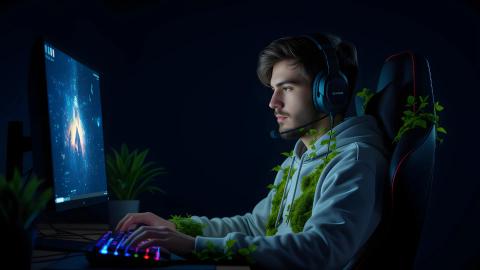 Pro Gamer Fuses with Gaming Chair, Successfully Achieves Photosynthesis. "Food costs are down," team rejoices.