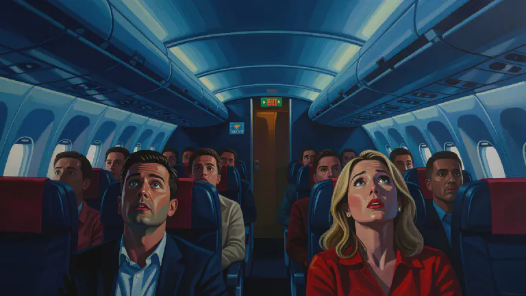 巨匠監督デザインの旅客機、離陸と同時にテーマ曲が爆音再生。非常口はエンドロール後に出現