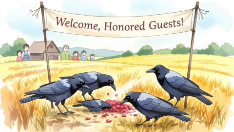 Village Invites Crows as 'Honored Guests,' Faces Zero Harvest and Food Crisis. Survives Winter Thanks to 'Relief Supplies' from Crows.