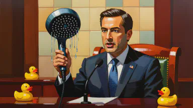 Bathroom Belting Act Passes, Prime Minister Delivers Policy Speech with Showerhead Microphone - Style 2