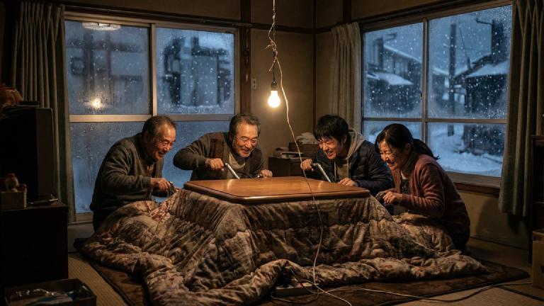 Heartwarming Drama Finale Reveals Family Bonding Was Actually Forced Labor on Human-Powered Kotatsu Generator — Government Hails It as 'Beautiful Self-Reliance,' Plans Nationwide Distribution