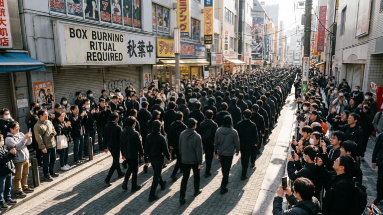 転売ヤーの集団撤退、伝統芸能「戻り行列」として国宝指定へ