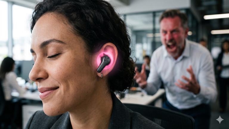 Boss's Shouting Becomes 'Passionate Poetry.' Reality-Distorting Earbuds Lead Users to the Streets with a Smile
